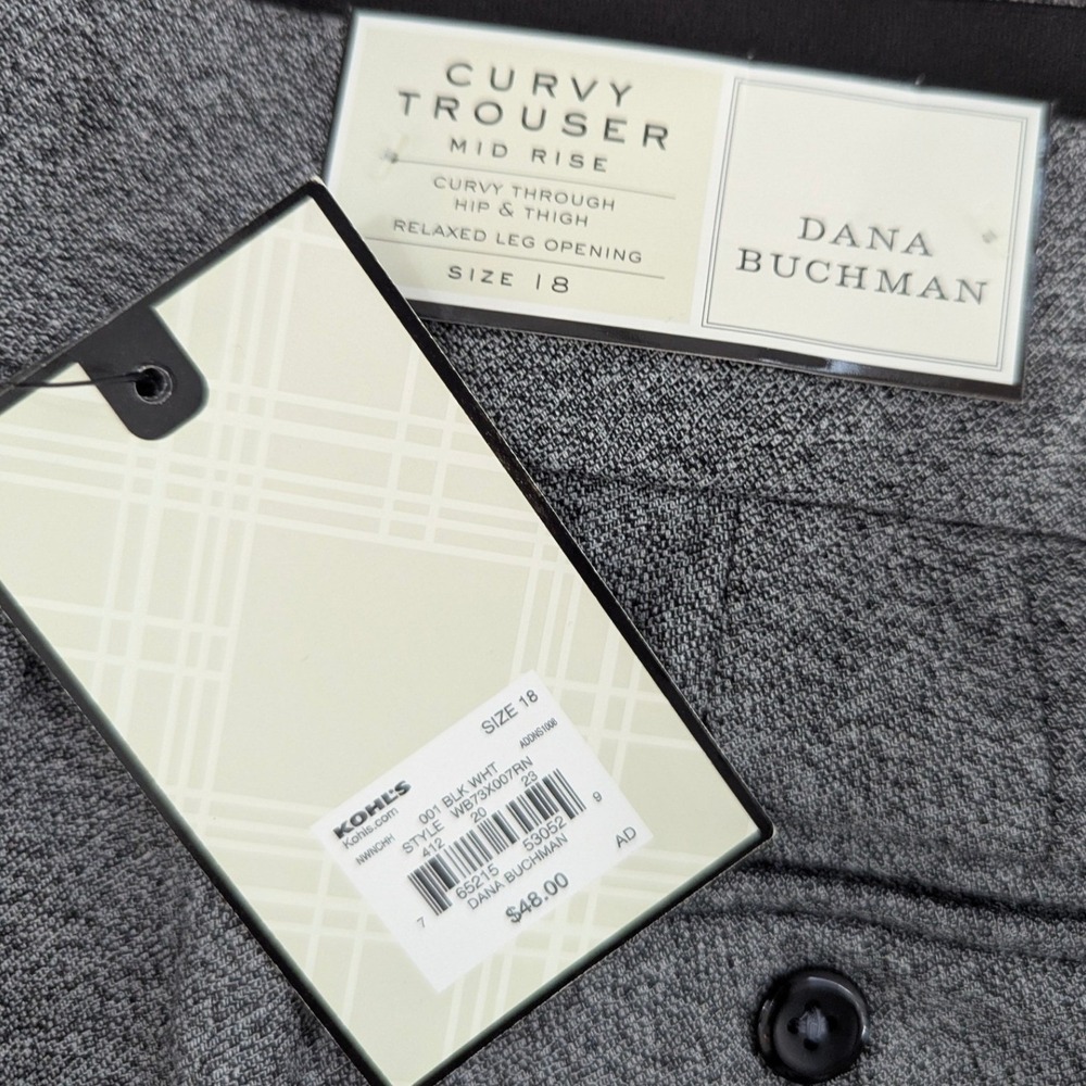 Dana Buchman Trousers‎ Womens 18 Grey Curvy Mid Rise Relaxed Leg Workwear Pants - Picture 6 of 6